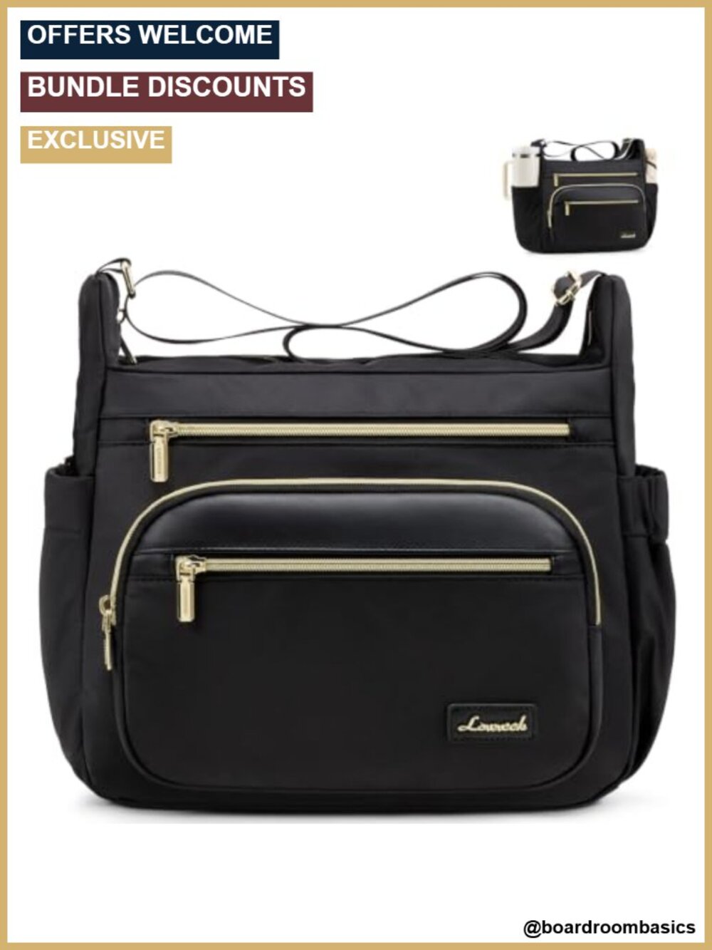 Waterproof Nylon Crossbody Bag RFID Blocking Multi-Pocket Large